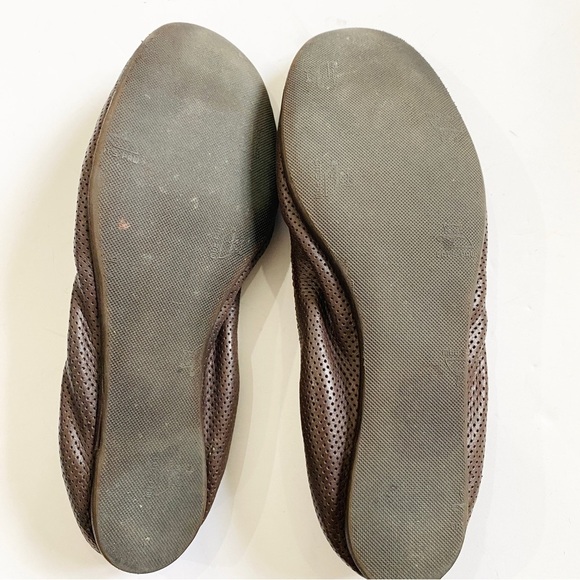 LANVIN Paris brown leather perforated ballet flats - Picture 7 of 8